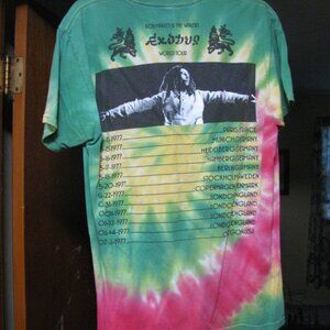 1977 BOB MARLEY EUROPEAN TOUR EXODUS T SHIRT MENS MEDIUM DATES LOCATIONS TIE DYE
